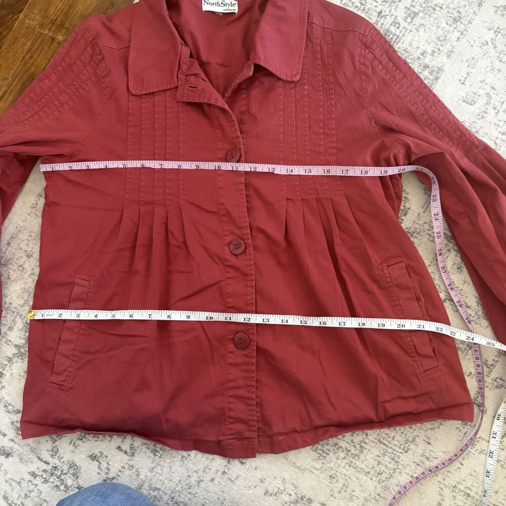 Northstyle Womens Vintage Flare Sleeve Pleated Button Front Jacket Large Pockets - Picture 5 of 6